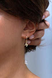 Initial Charm Hoop Earrings