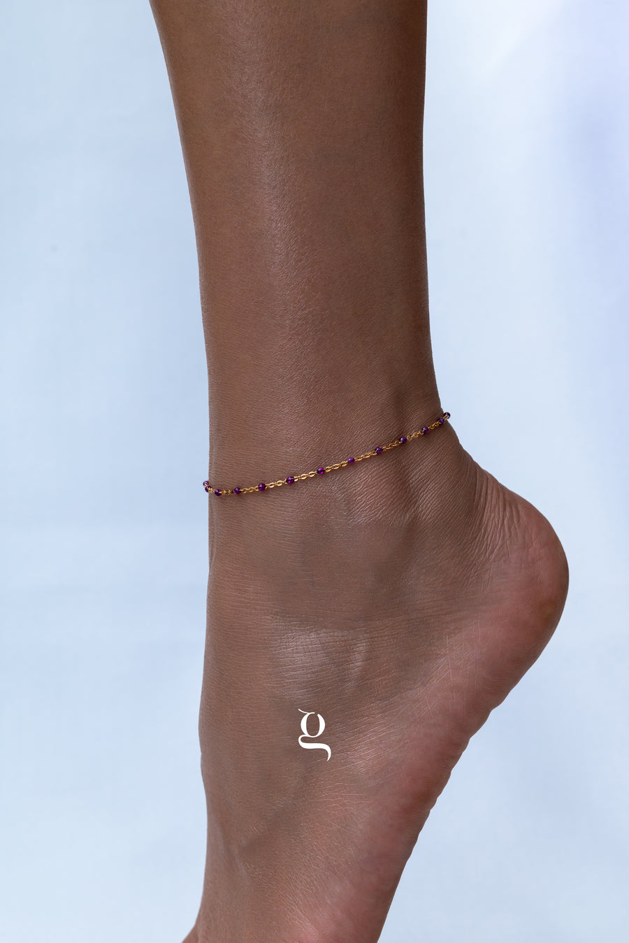 Purple Enamel Beaded Anklet