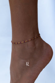 Purple Enamel Beaded Anklet