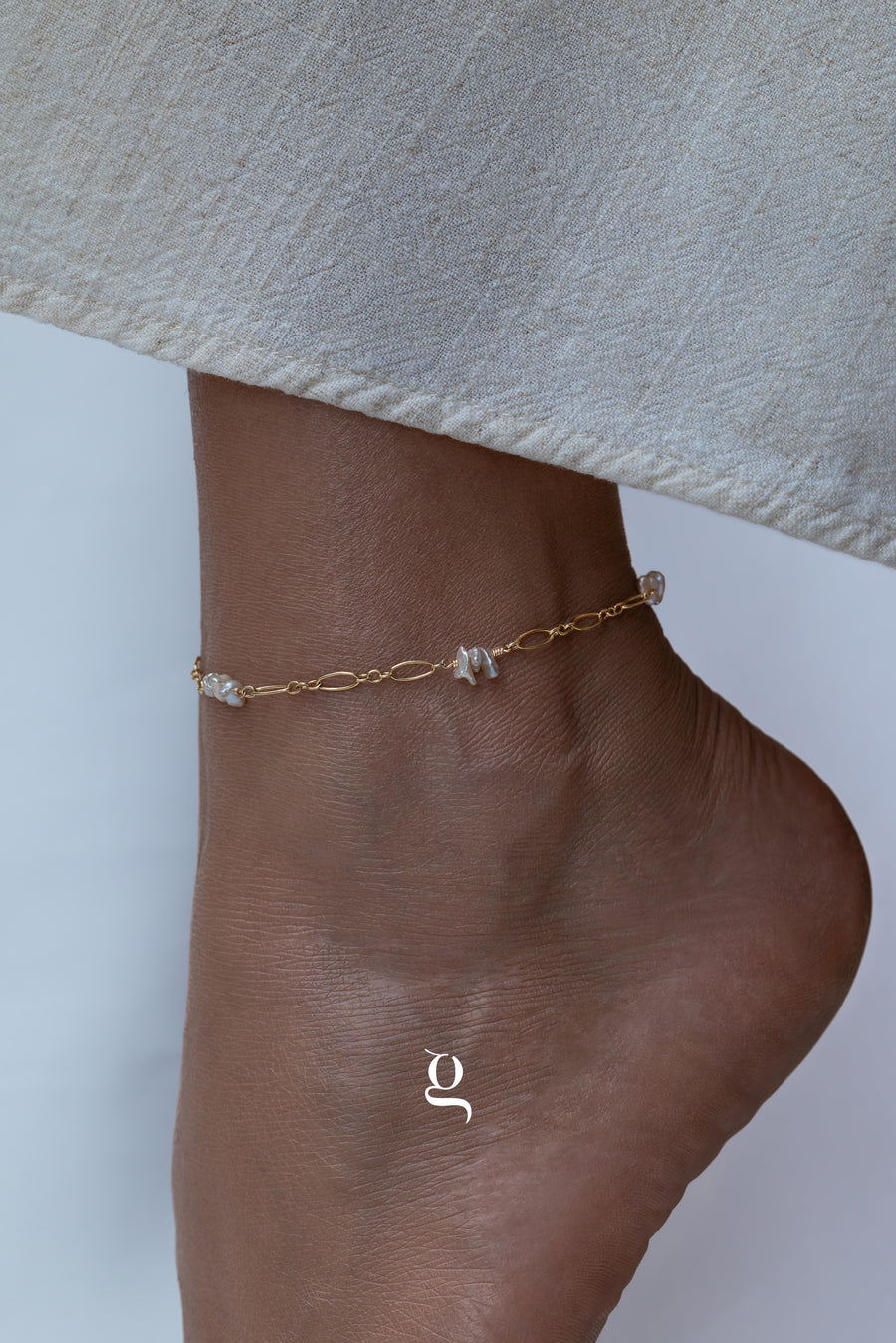 Keshi Pearl Gold Anklet