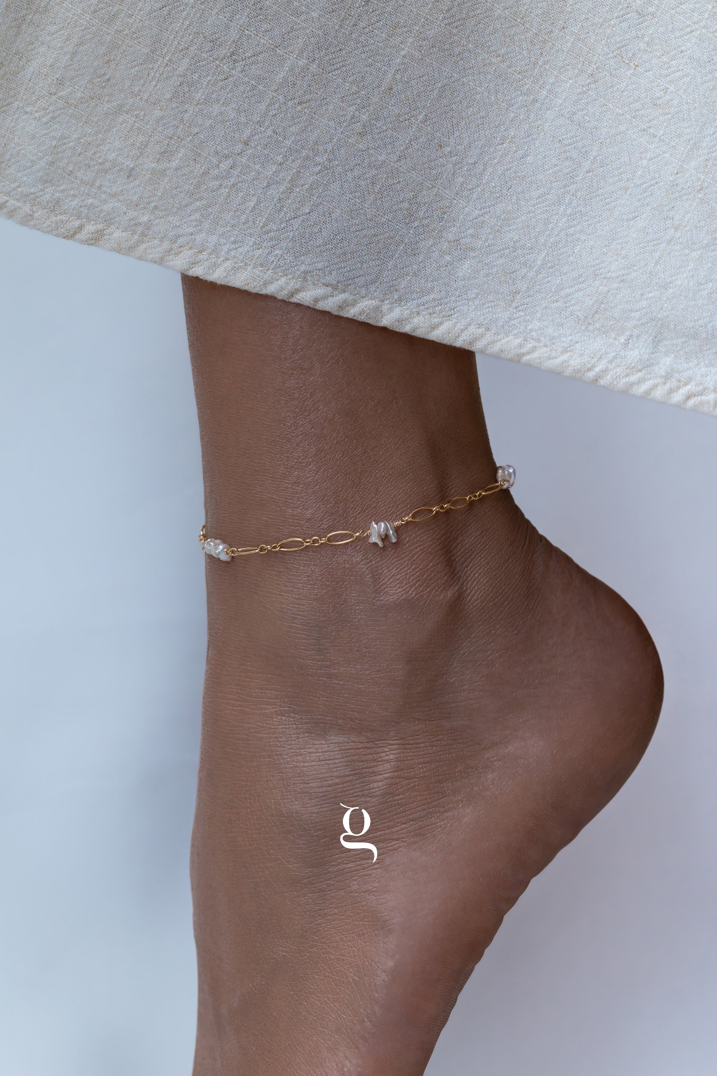Keshi Pearl Gold Anklet