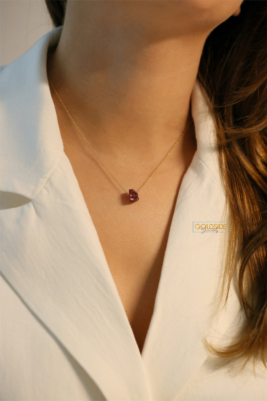 Raw Garnet Stone Necklace