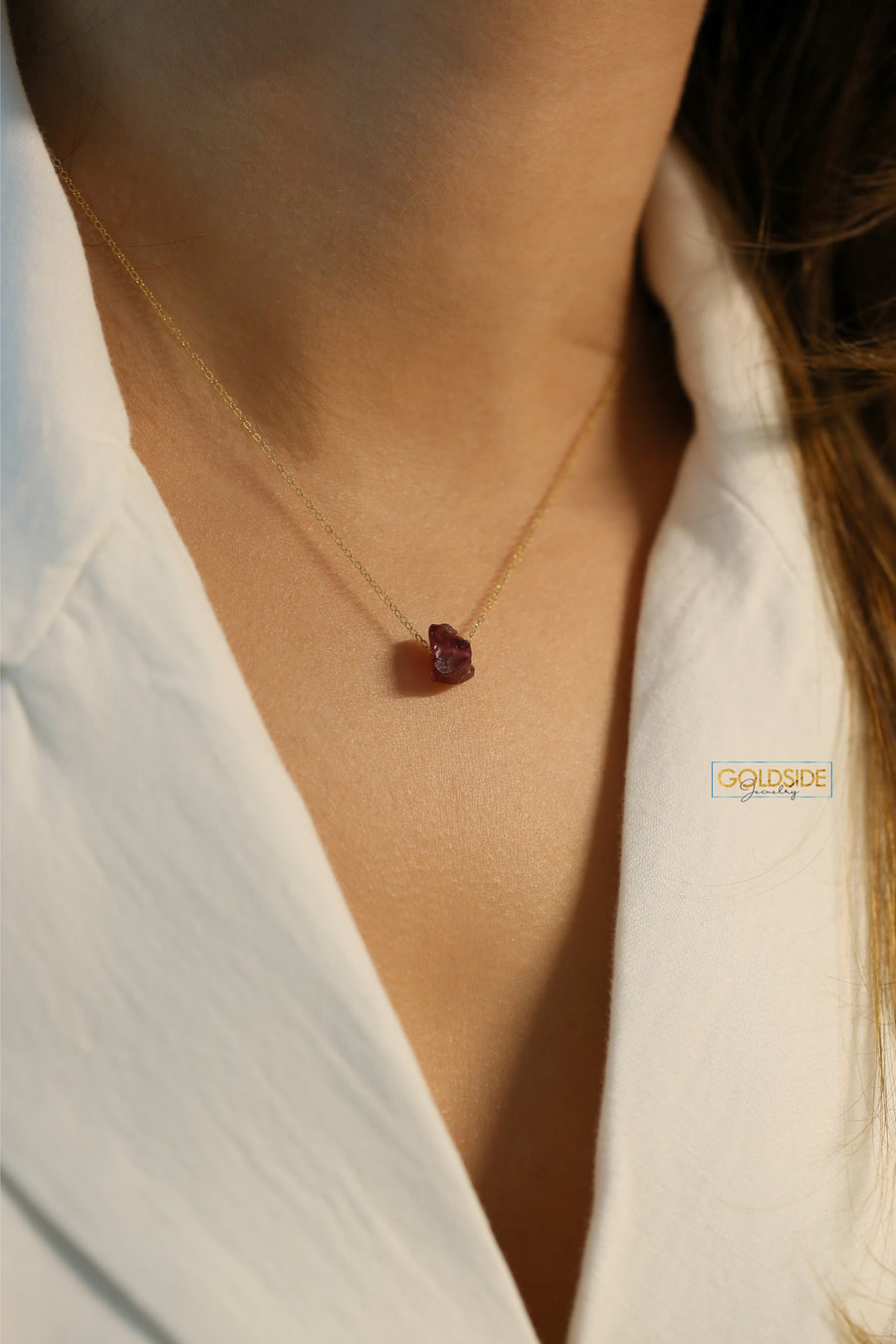 Raw Garnet Stone Necklace