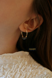 Hoops with Hematite Stone