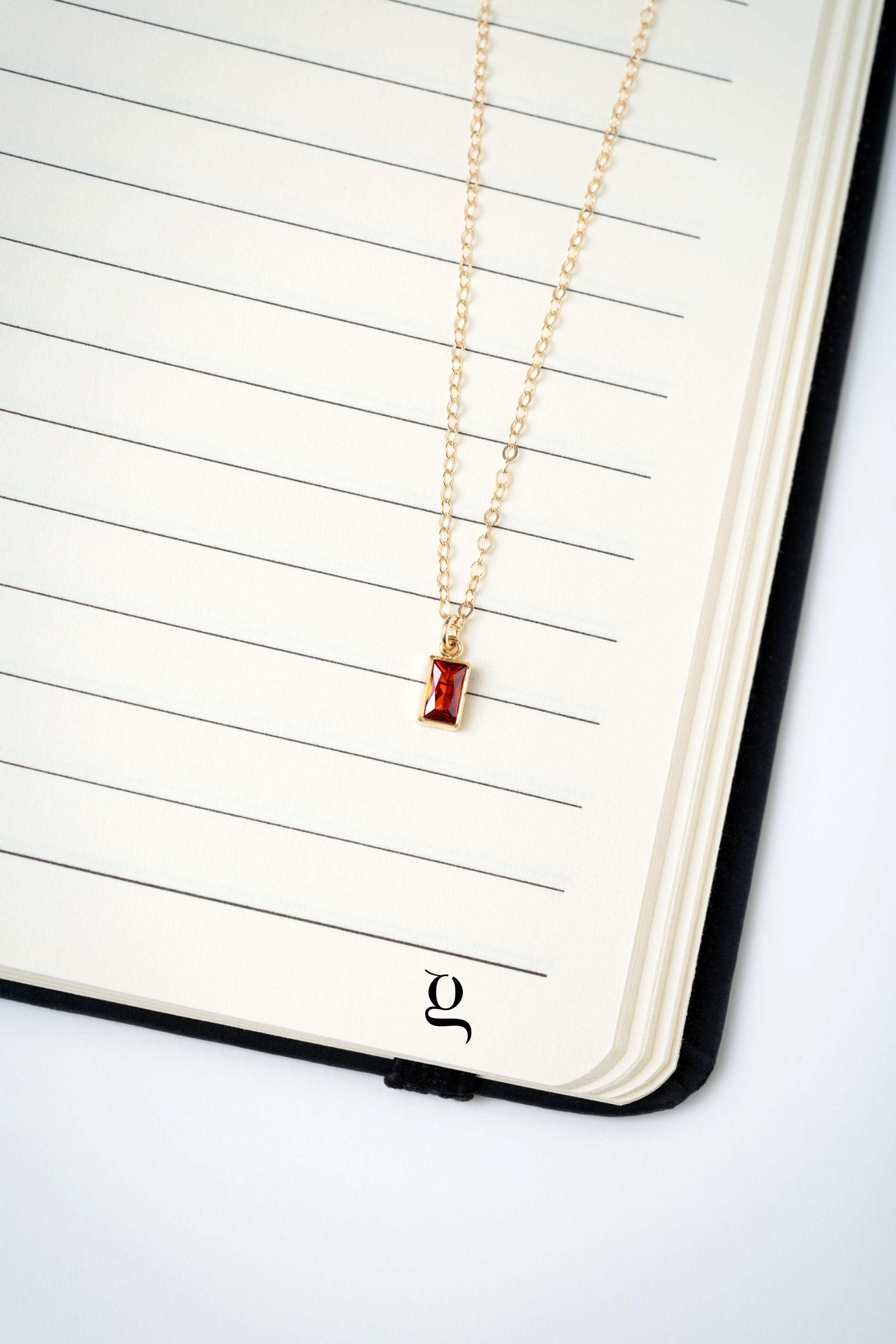 Baguette Birthstone Necklace