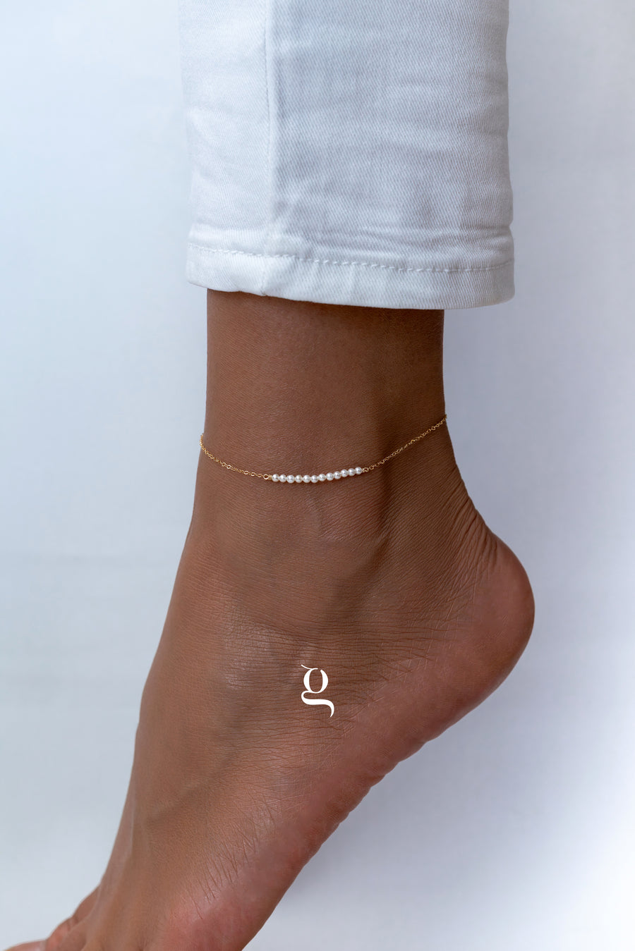 Tiny Pearl Line Anklet