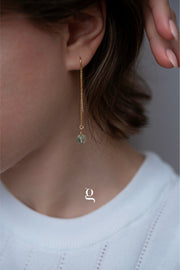 Long Thread Earrings with Peridot Stone