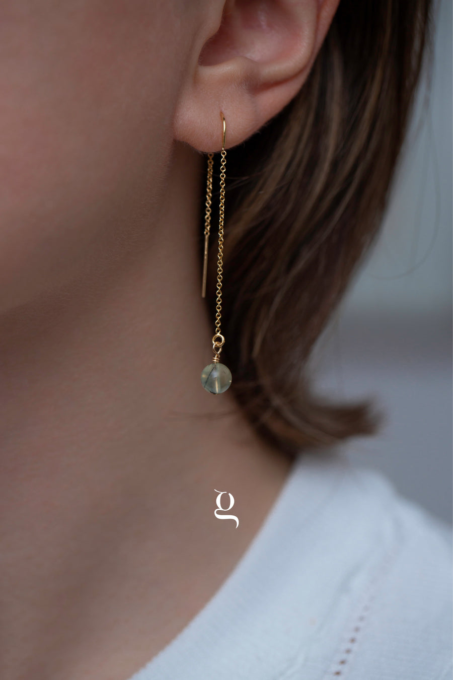 Long Thread Earrings with Peridot Stone
