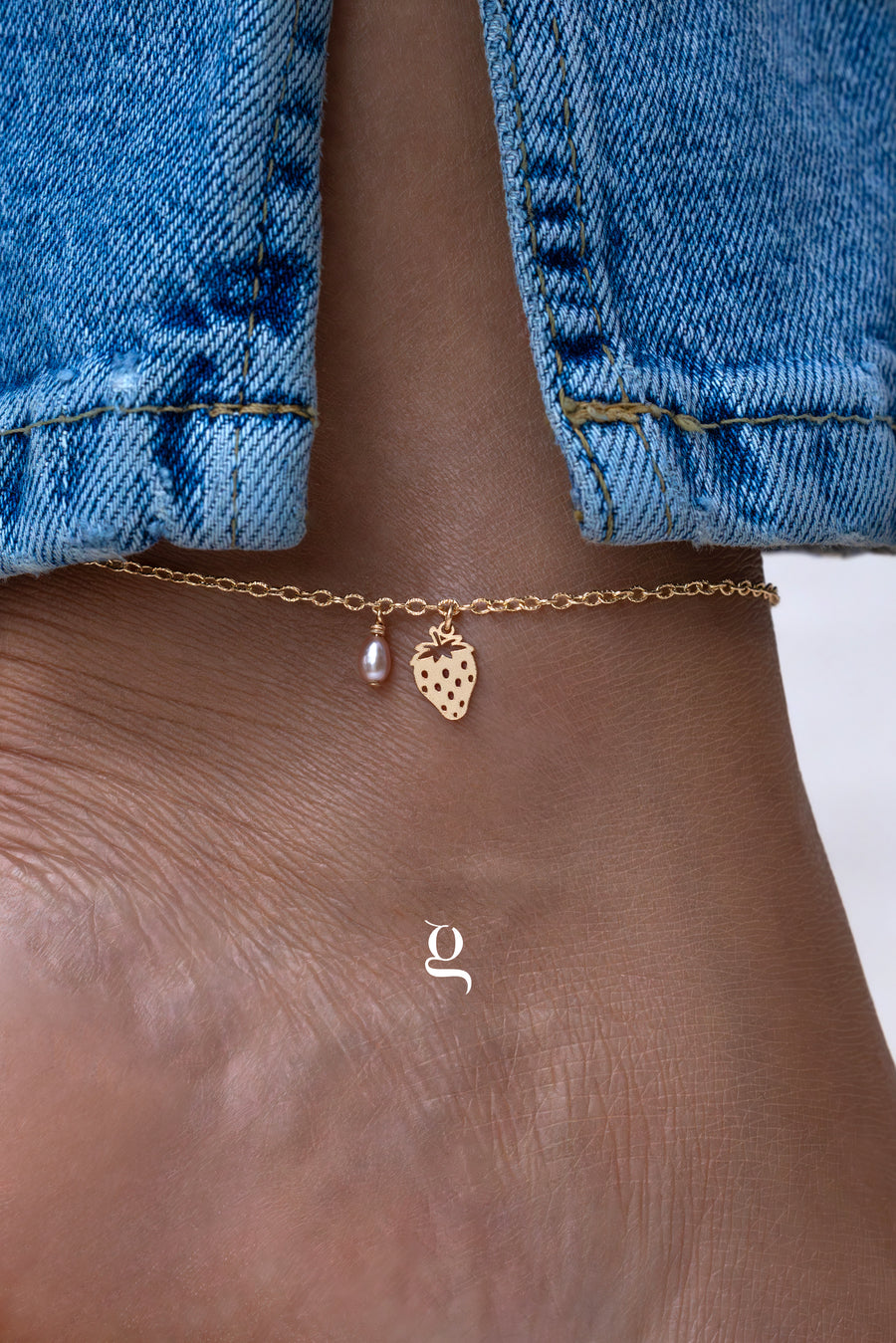 Strawberry Pearl Charm Anklet